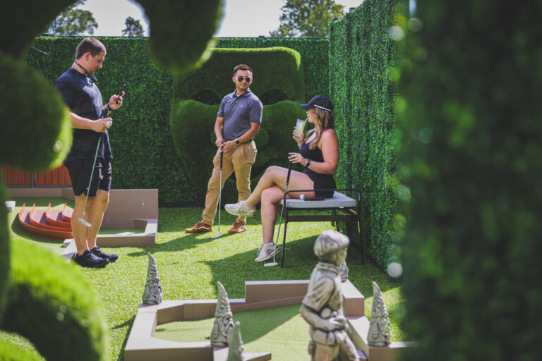 Where nature meets artistry: Explore the imaginative outdoor art garden mini golf course at Drive Shack by Puttery.